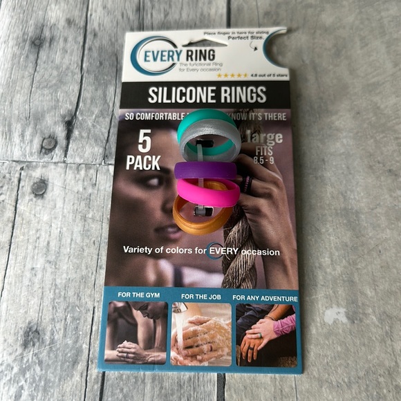 Multiple Colored Silicone Rings 5 Pack Set Size Large - Picture 2 of 6